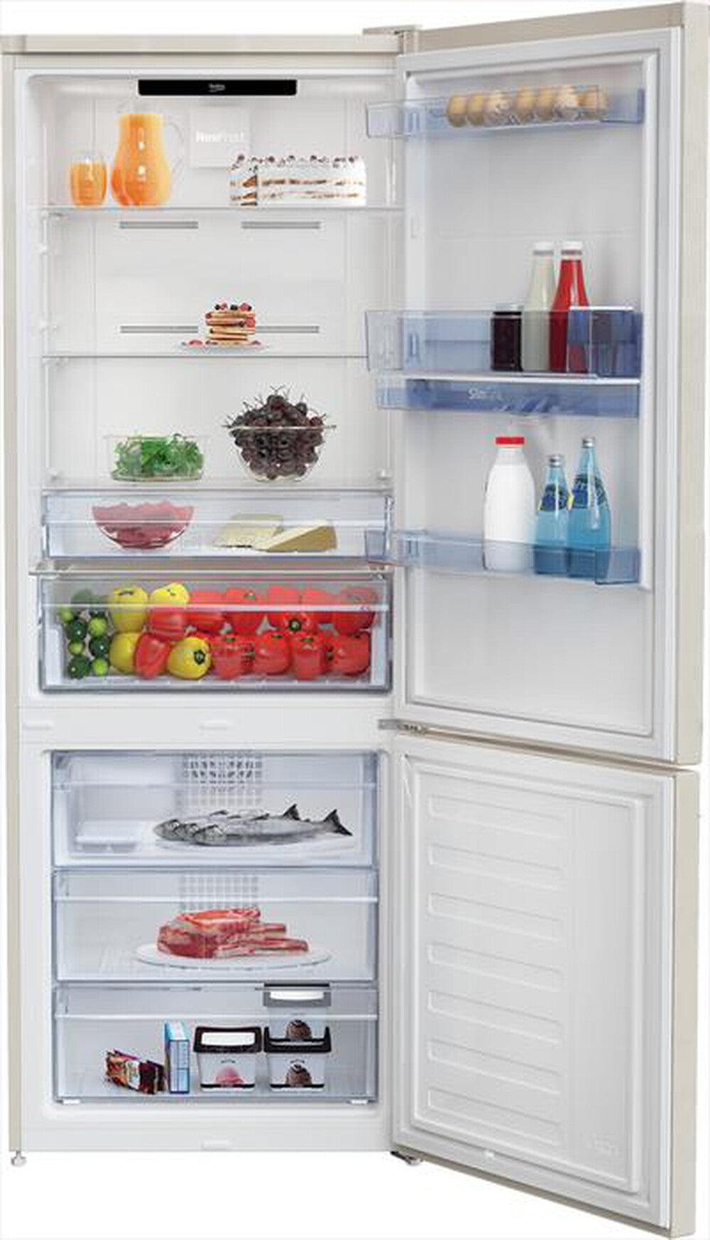 BEKO - Frigorifero combinato RCNE560E40DBN Classe E 560lt-Sabbia Marmorizzato